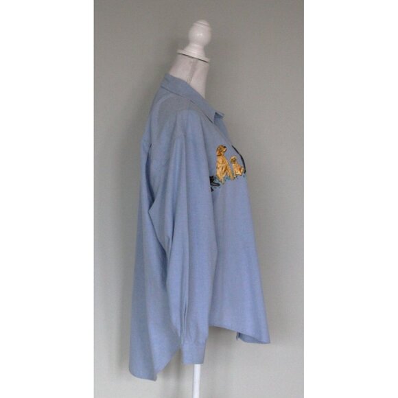 Vintage CASEY COLEMAN Dogs Labs Labrador Retriever Embroidered Button Shirt, XL - Picture 4 of 8